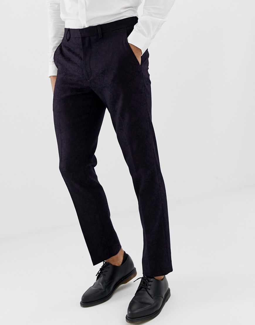 Burton Menswear slim fit tuxedo trousers in dark purple