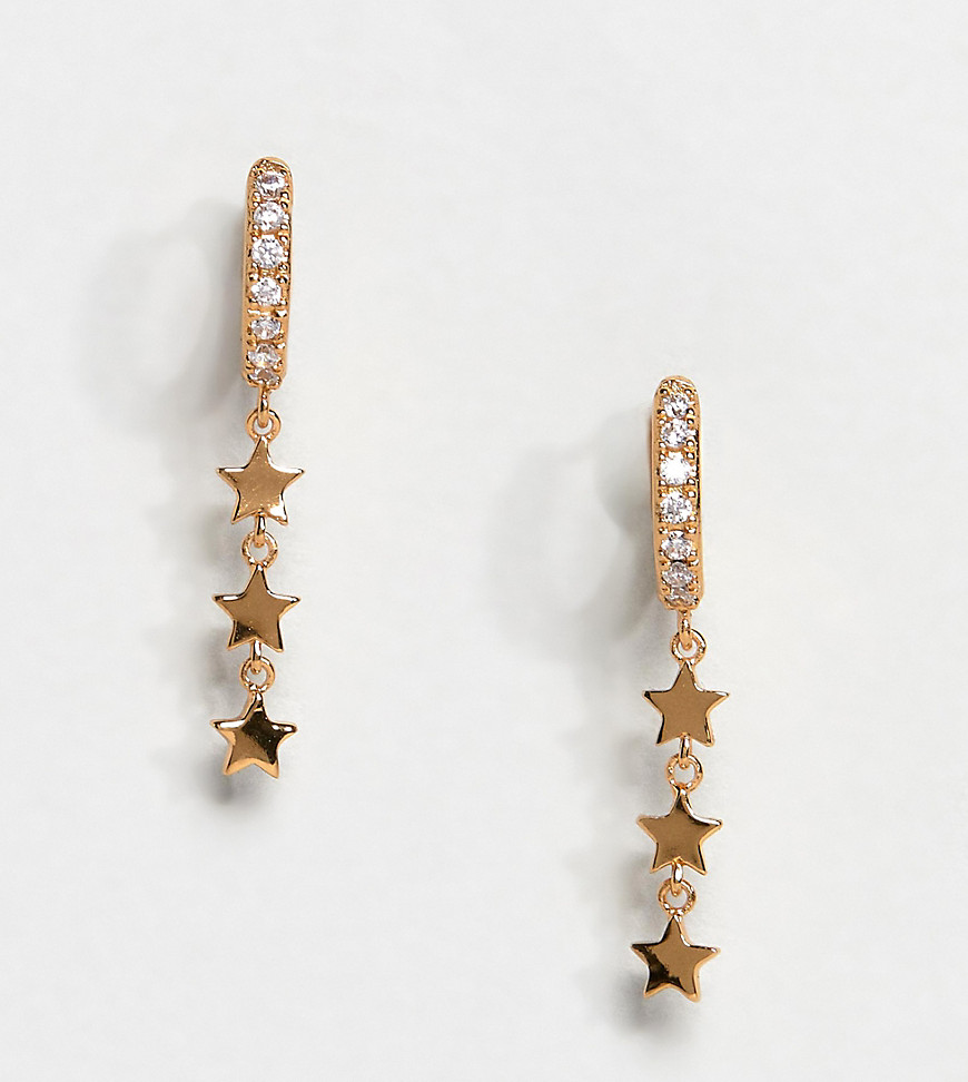 Orelia gold plated pave huggie hoop earring with star drop