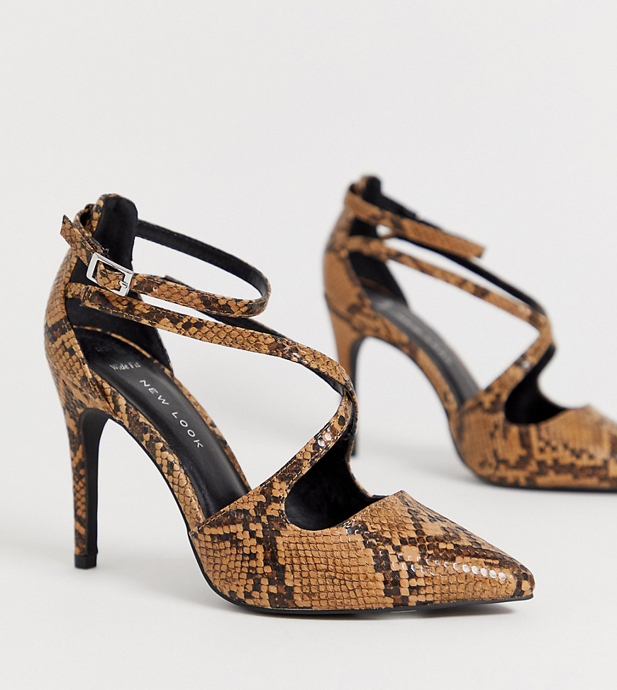 New Look Wide fit strappy heel in snake