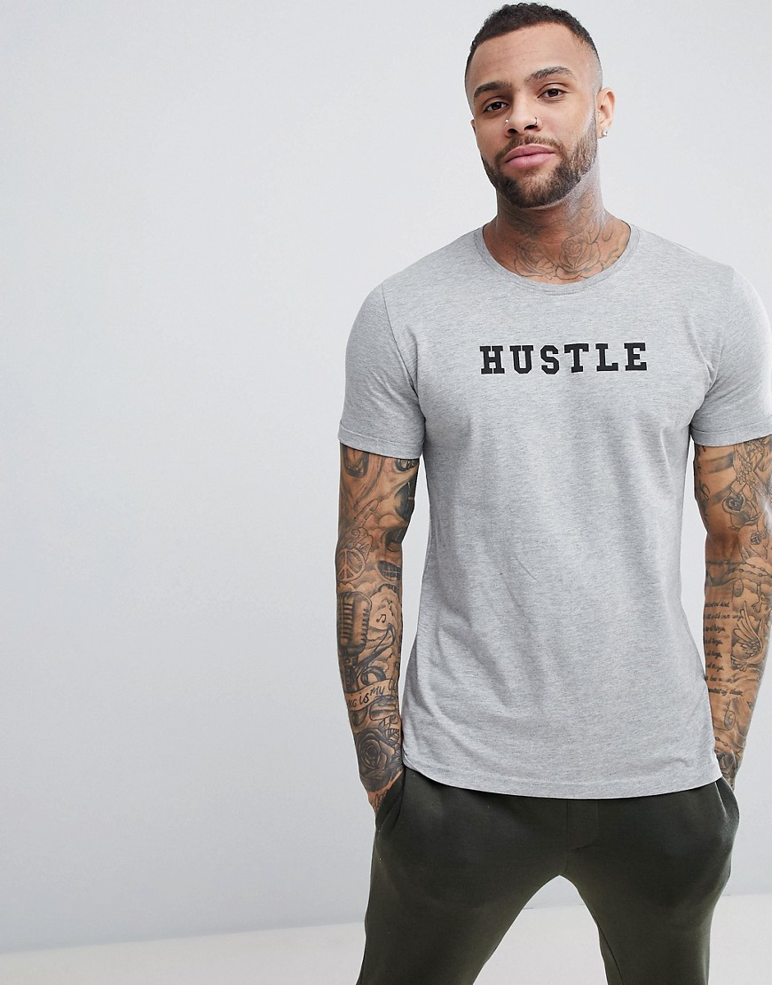 Brave Soul Slogan T-Shirt - Grey