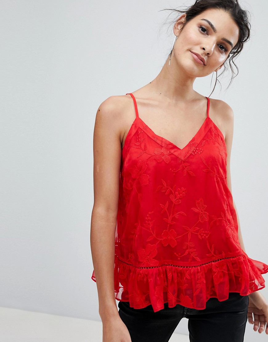 Forever New Embroidered Cami with Soft Peplem
