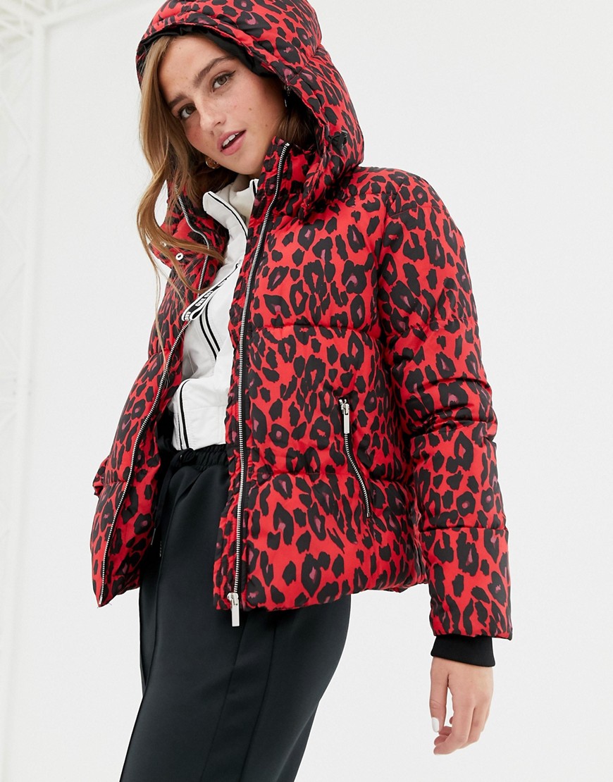 New Look puffer jacket in leopard print