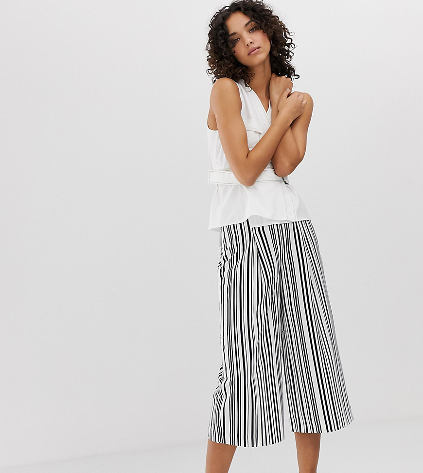 Warehouse culottes in black and white stripe