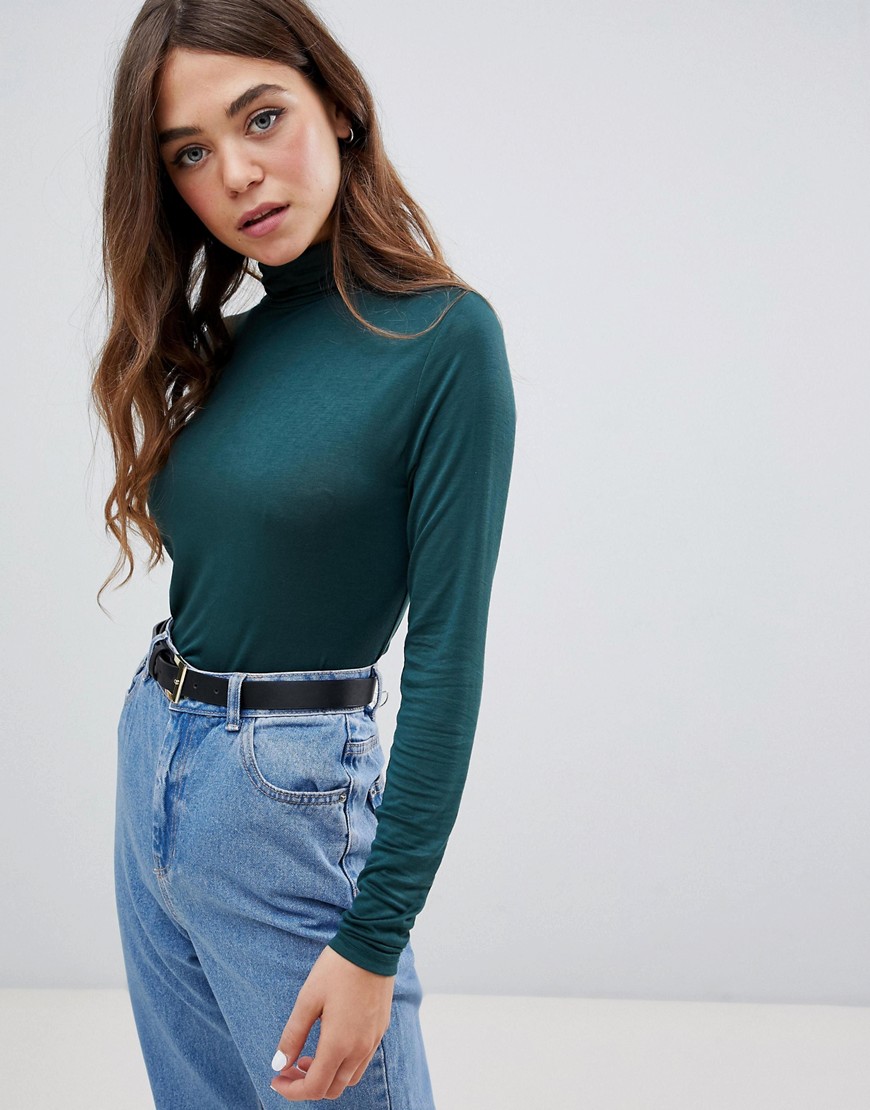 Pimkie high neck long sleeve top in green