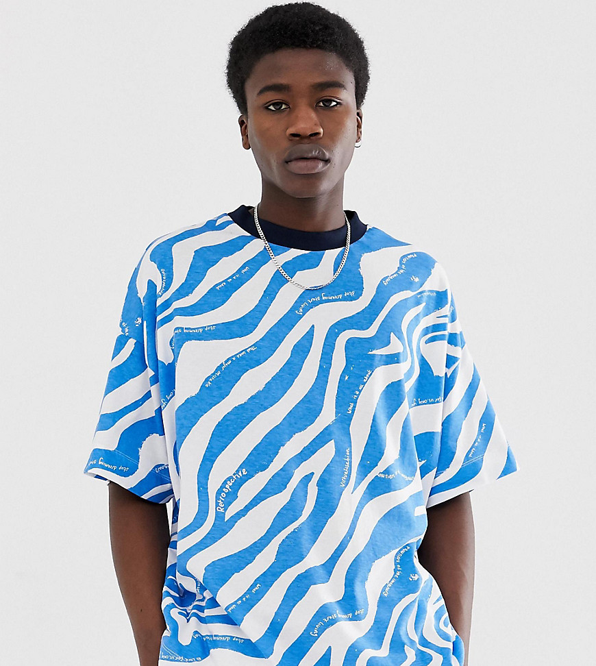 COLLUSION zebra print t-shirt in blue