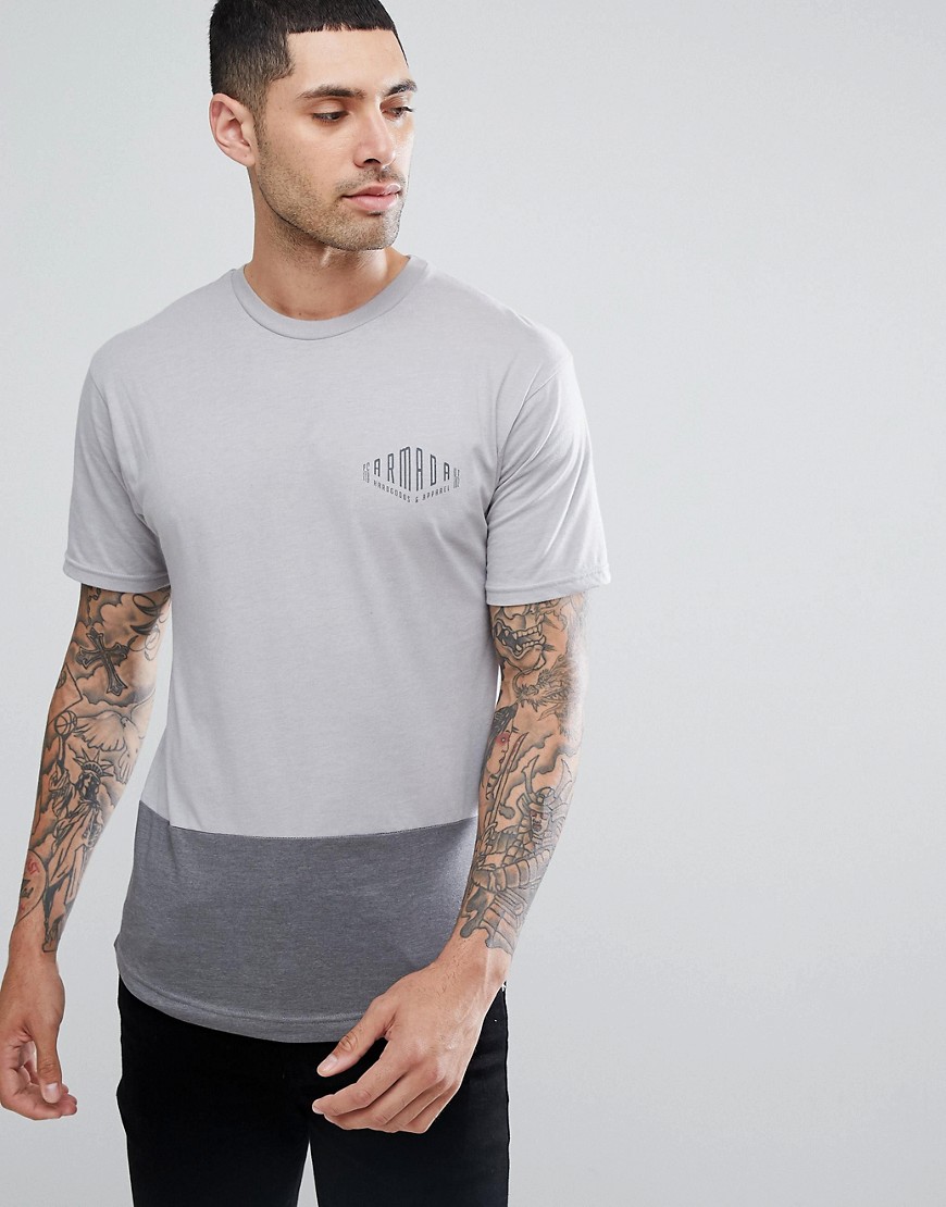 Armada Dub Logo Cut & Sew T-Shirt in Grey Marl - Heather grey