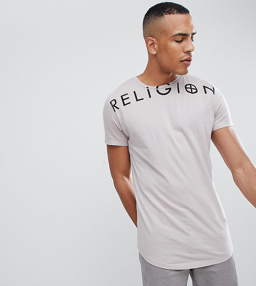 Religion Tall muscle fit t-shirt with branding in light pink - Ashes of roses