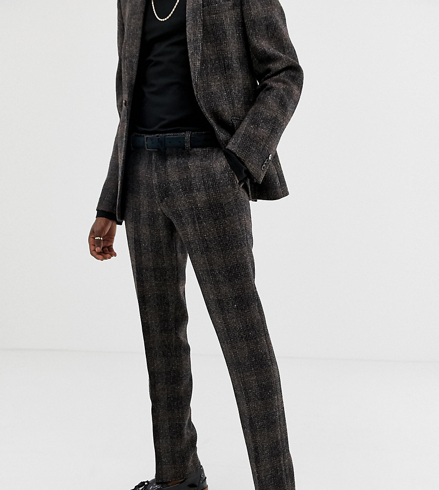 Heart & Dagger slim suit trouser in brown harris tweed