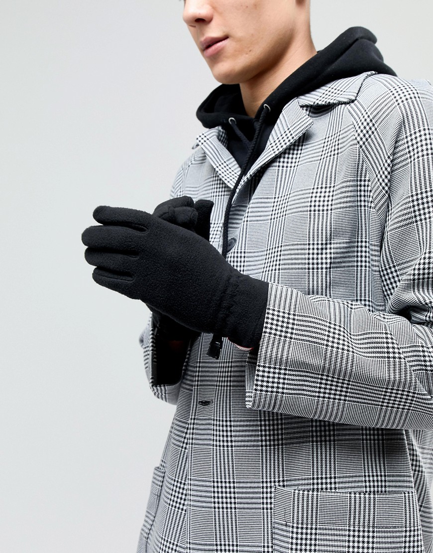 Hunter fleece gloves in black - Black