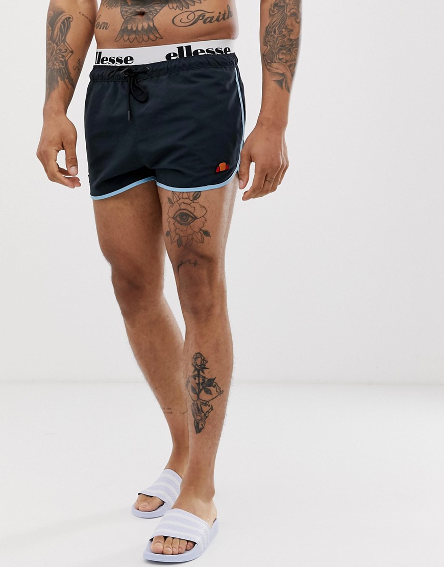 Ellesse Nasello swim short with layered waistband in black