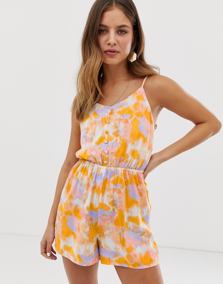 New Look strappy playsuit in tie dye