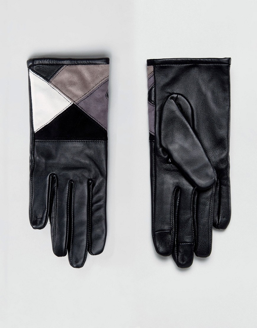 Монохромные перчатки для сенсорного экрана из кожи и замши ASOS 