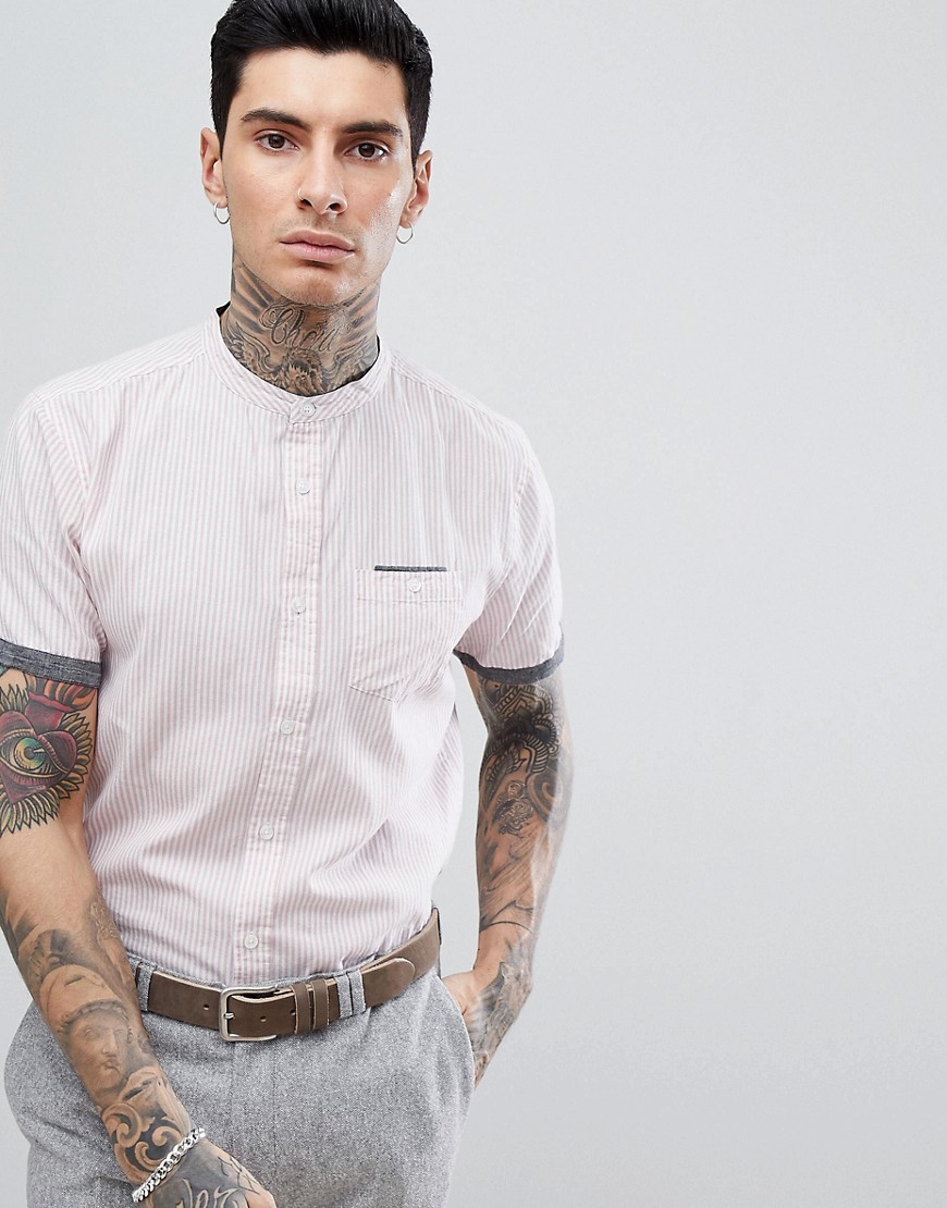 Process Black Short Sleeve Pinstripe Shirt - Dusty pink