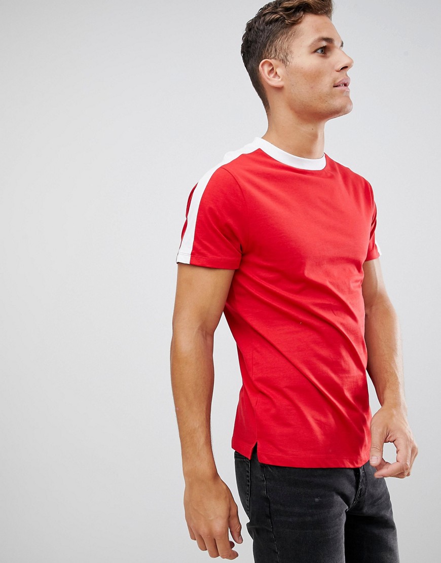 New Look t-shirt with arm stripe in red - Bright red
