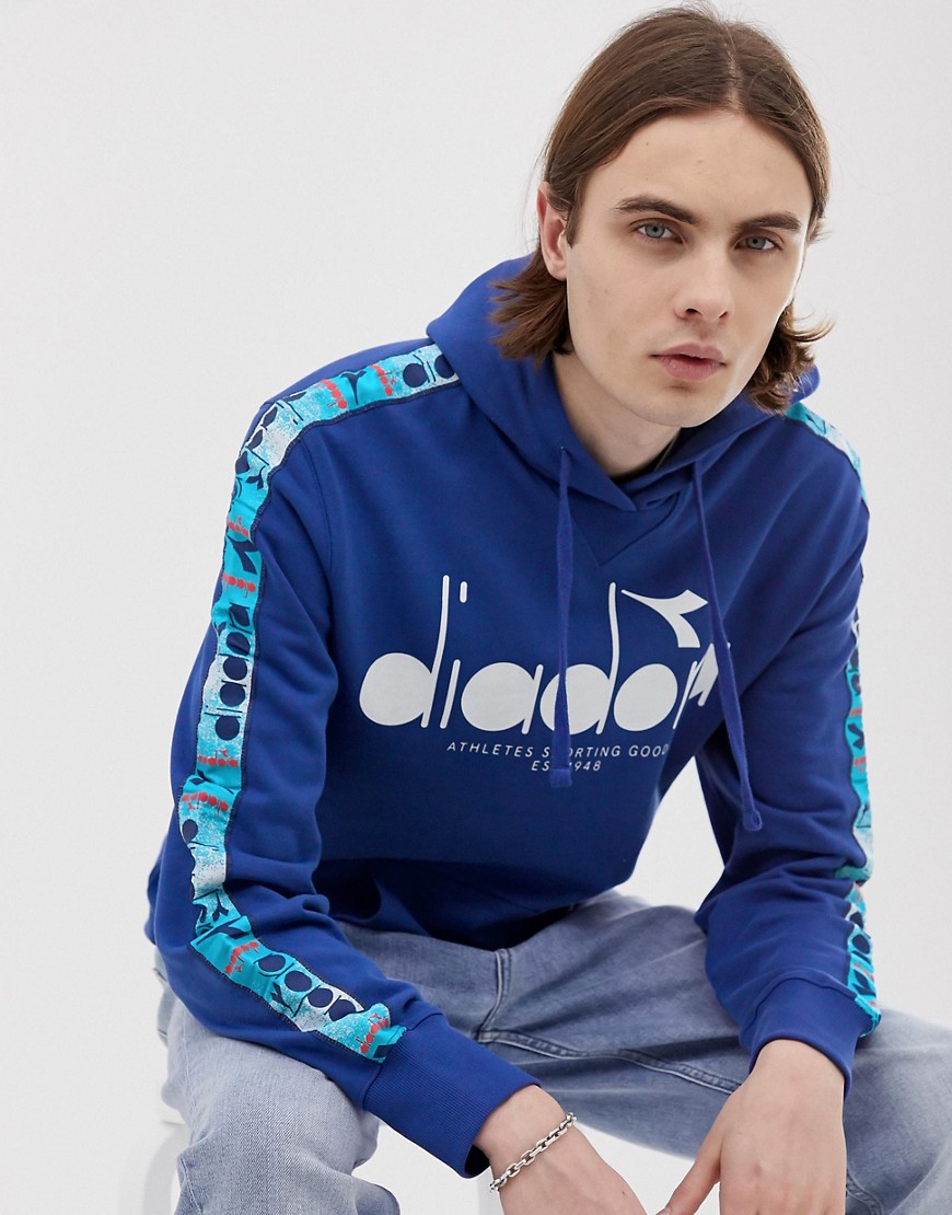 Diadora 5 palle hoodie with taping in blue