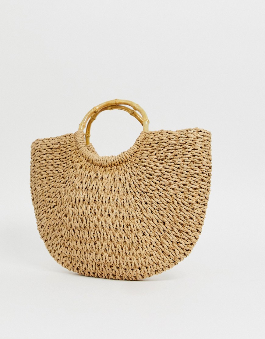 Lipsy bamboo handal straw bag in natural