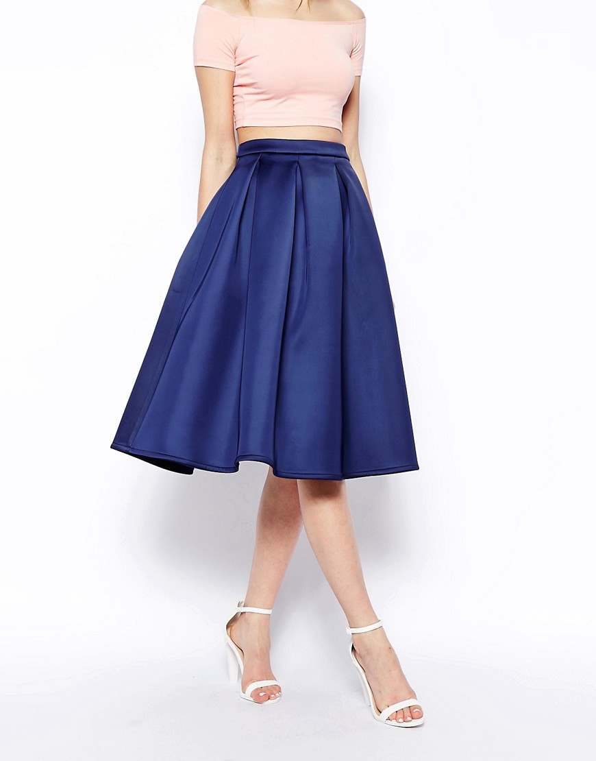 ASOS | ASOS Premium Prom Midi Skirt In Bonded Satin at ASOS