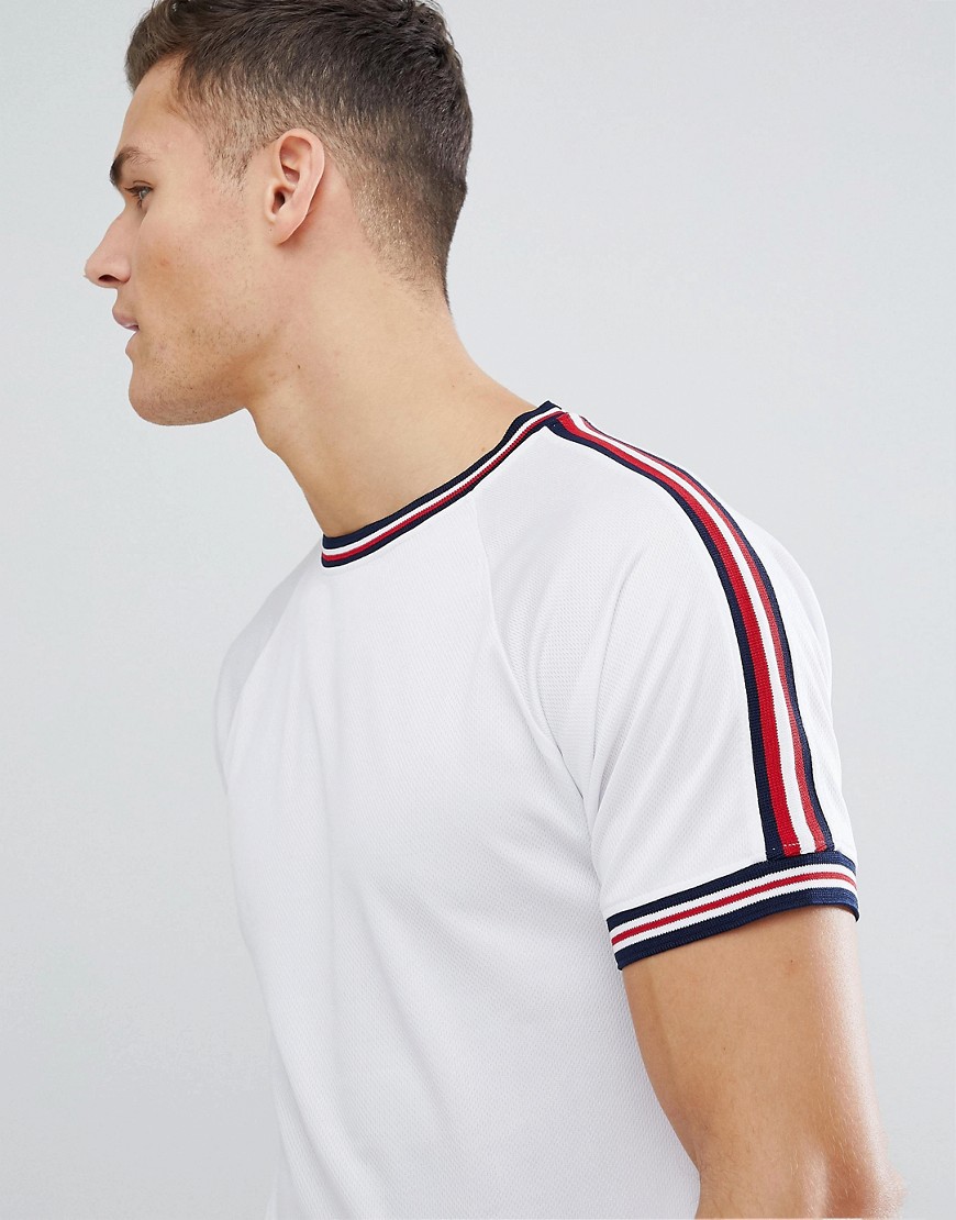Bellfield T-Shirt In Mesh With Stripe - White