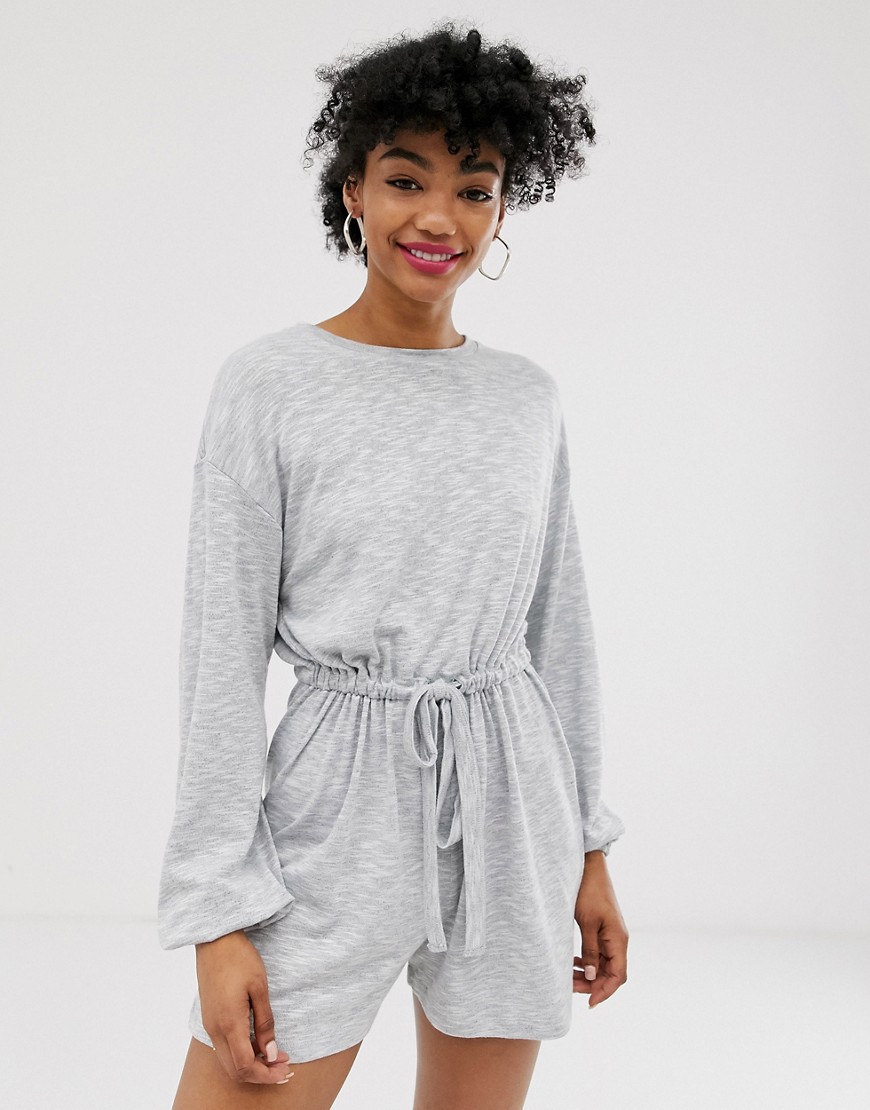 ASOS DESIGN slouchy button back long sleeve playsuit
