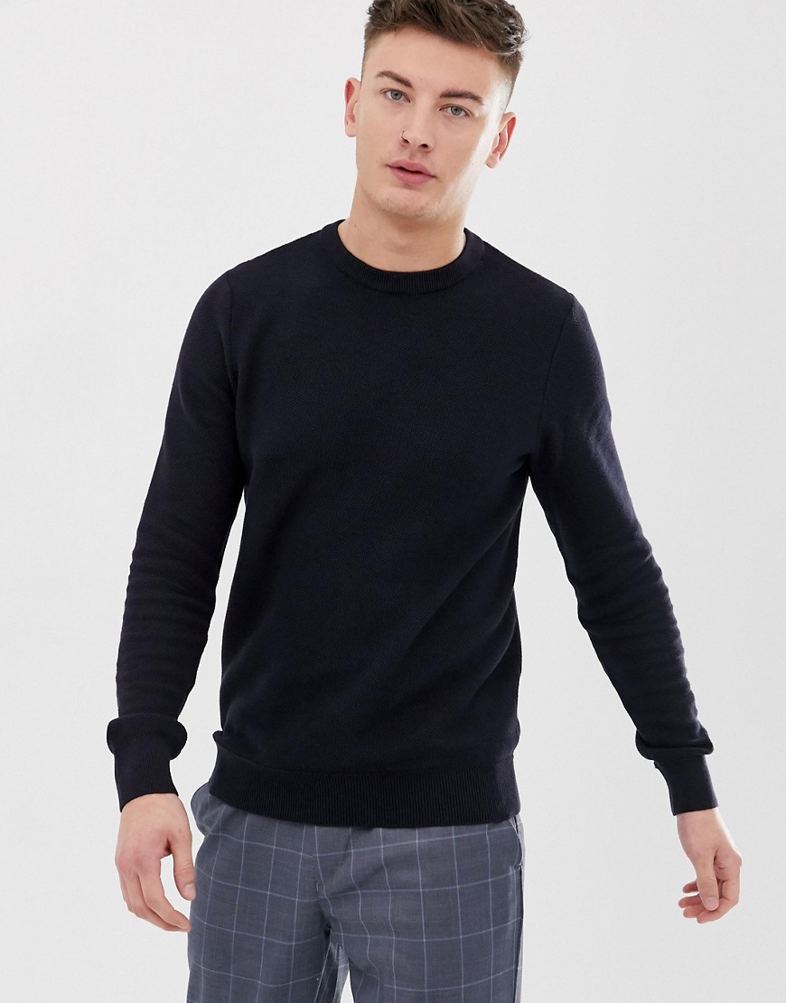 New Look honeycomb knit jumper in navy