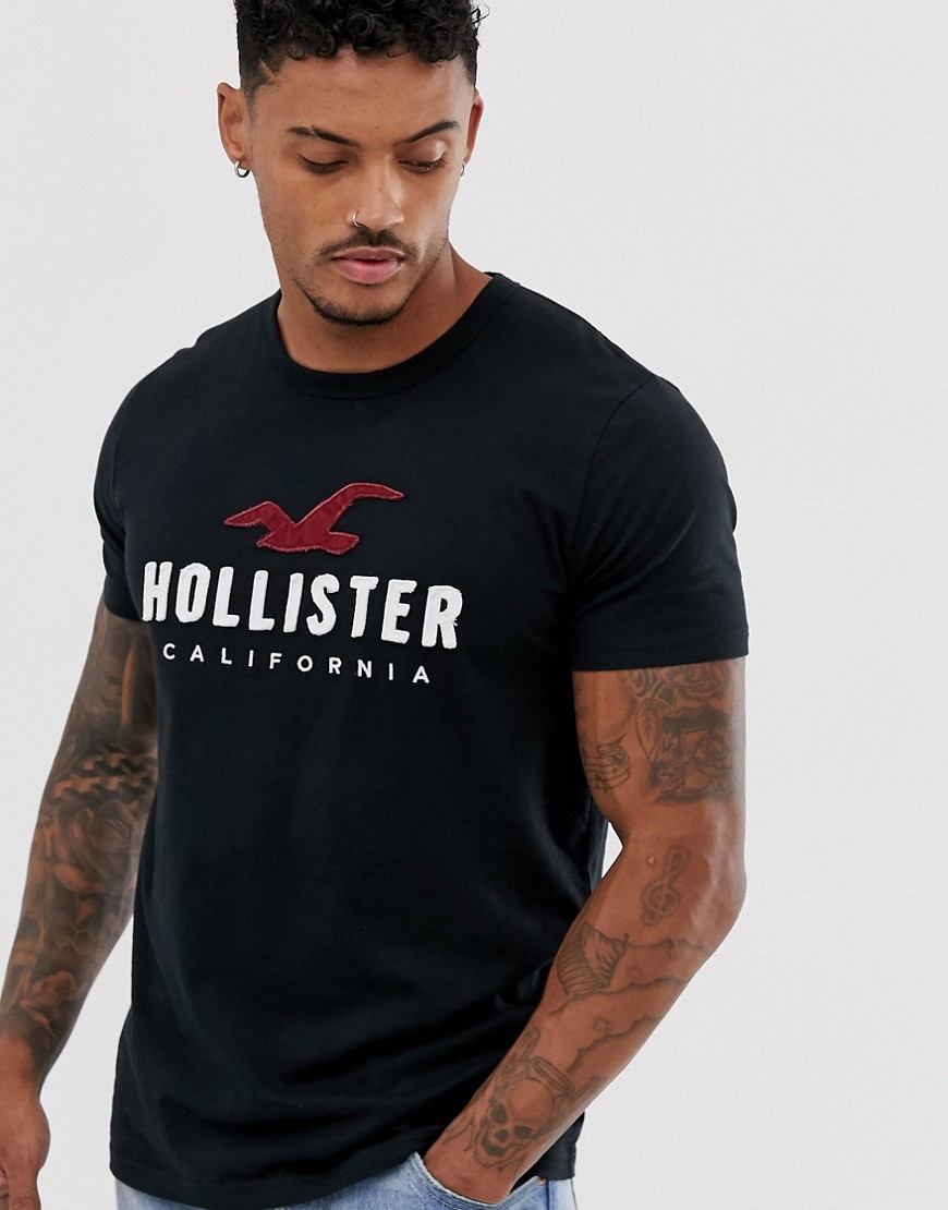 Hollister iconic tech logo t-shirt in black