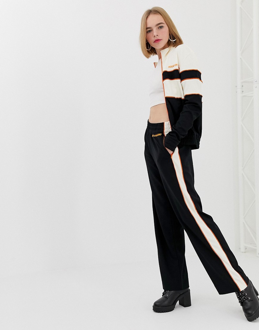 House of Holland Missy contrast panelled wide leg trousers