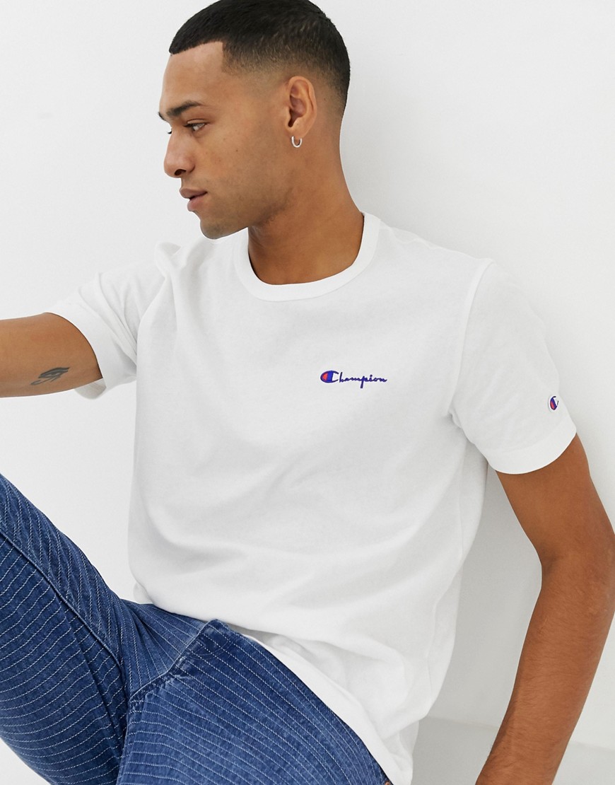 Champion t-shirt with small script logo in white - White
