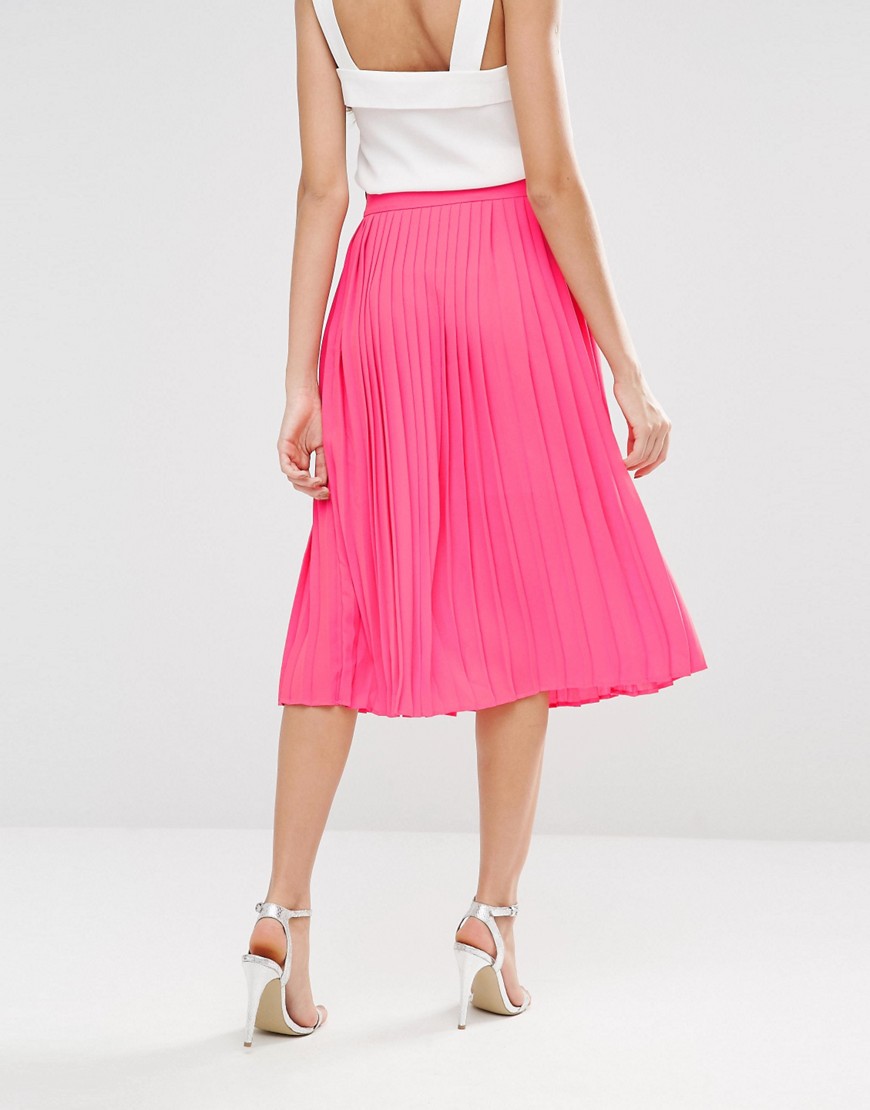 Pink | Lavand Pleated Midi Skirt In Pink at ASOS
