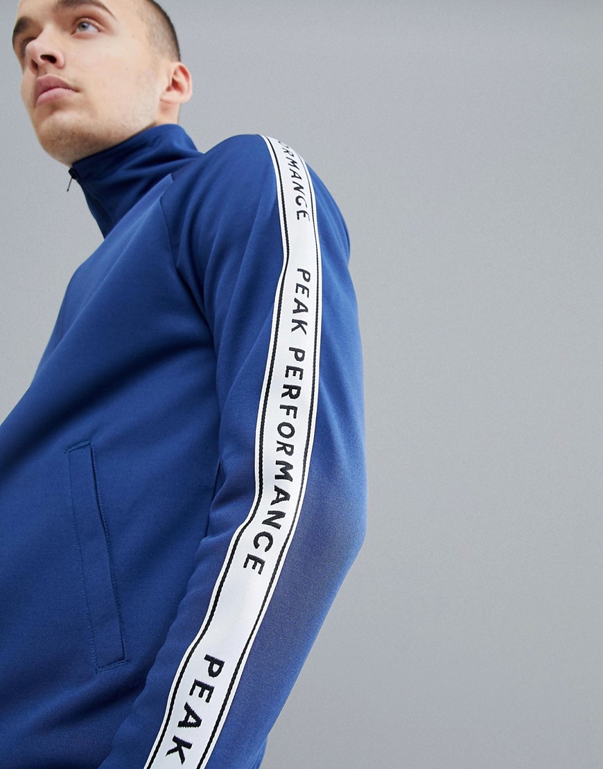 Peak Performance Tech Club Tricot Taped Track Jacket In Navy
