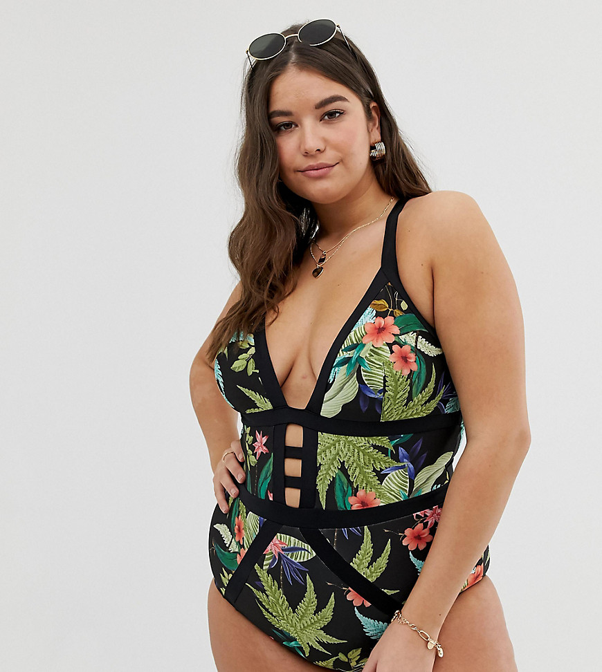 City Chic Bahamas swimsuit in floral