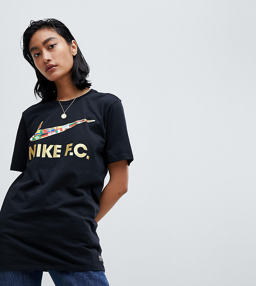 Nike F.C. Flag Swoosh T-Shirt In Black - Black