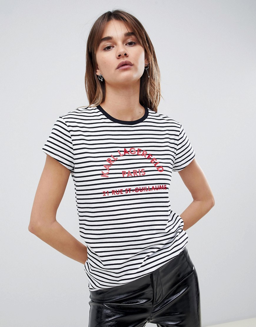 Karl Lagerfeld stripe logo t-shirt