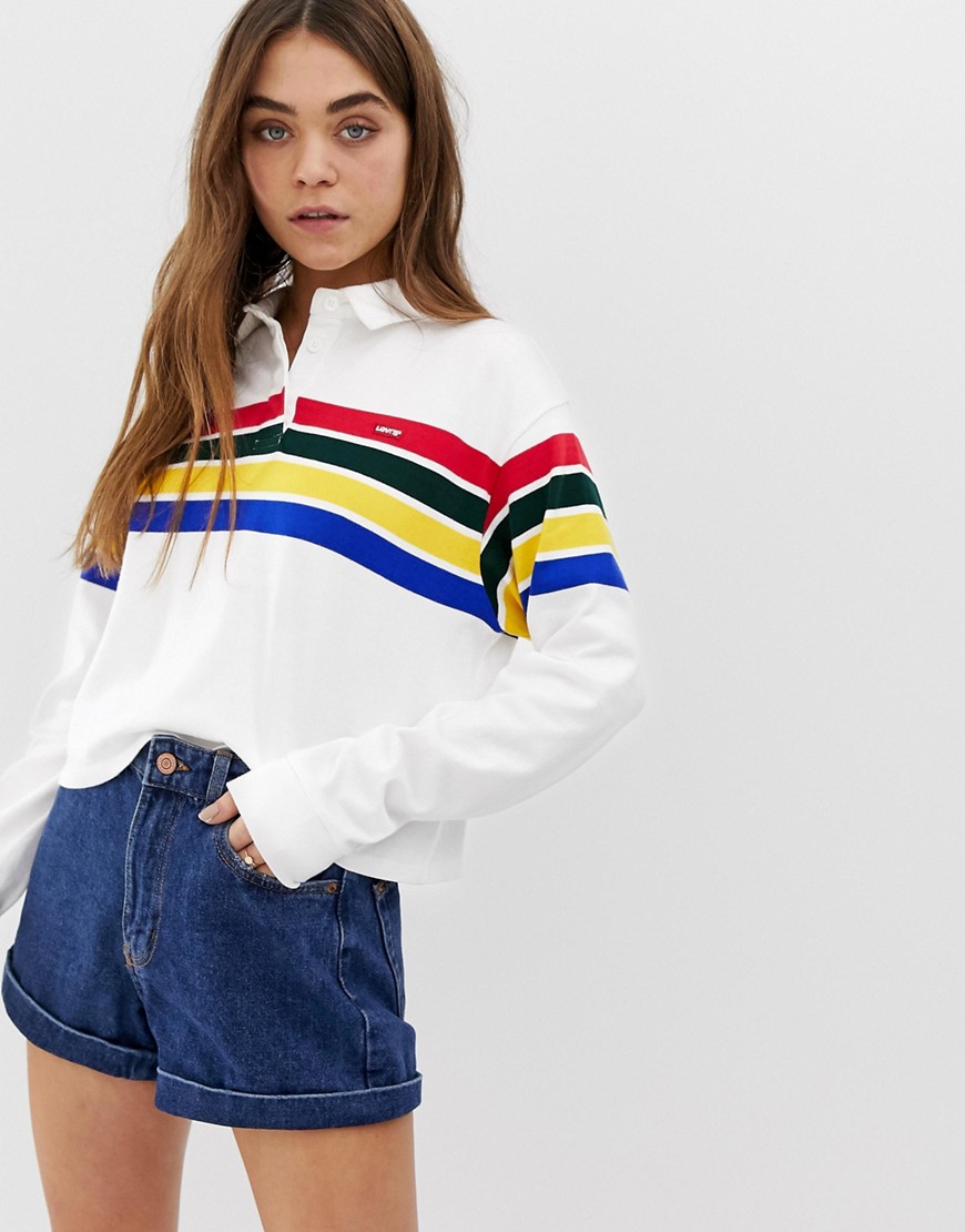 Levi's crop rugby shirt with stripe