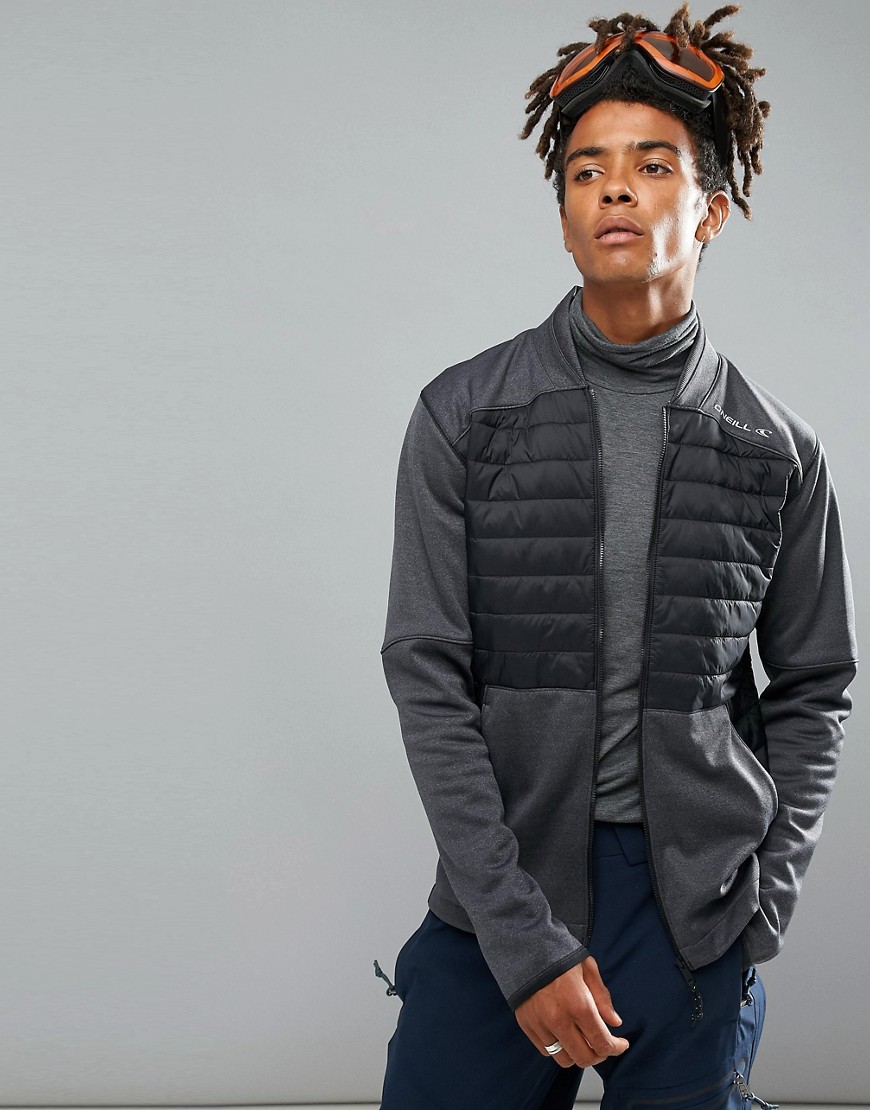 O'Neill Activewear Kinetic Quilted Sweat Jacket in Black/Grey