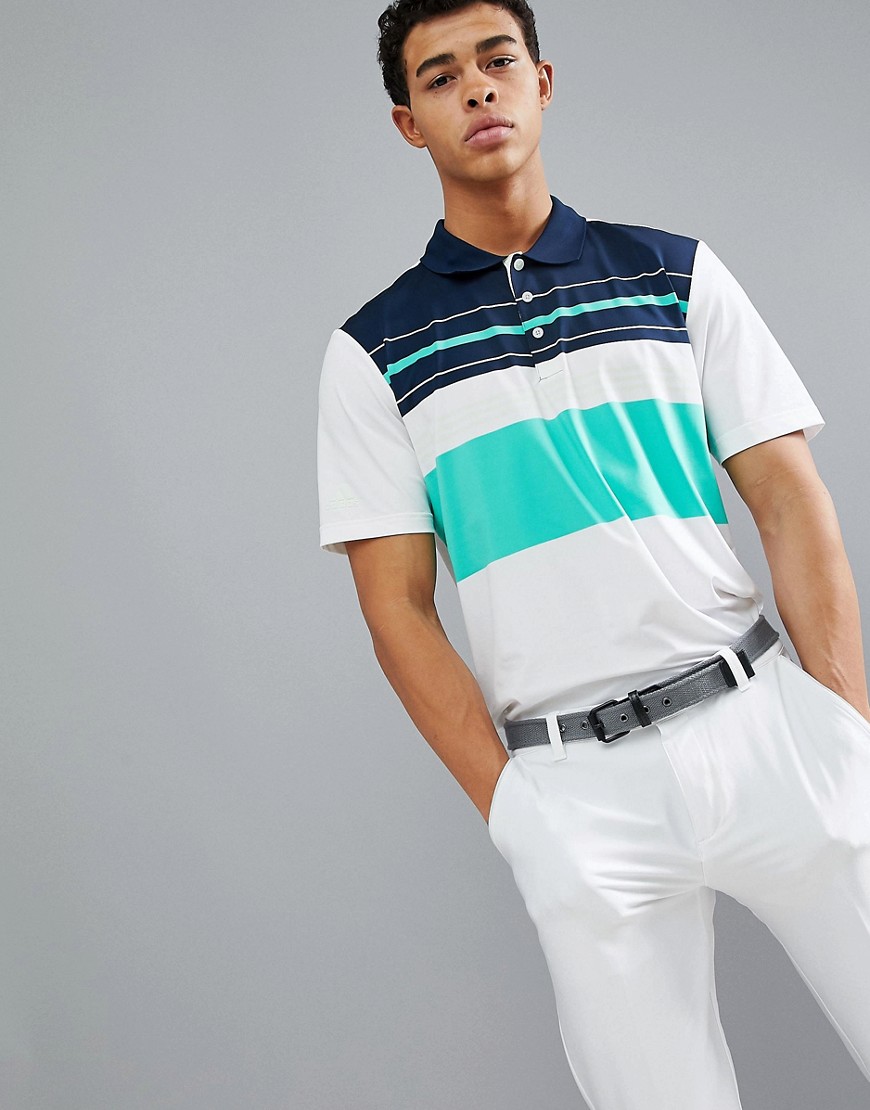 Adidas Golf ultimate 365 engineered polo in white stripe cf7991