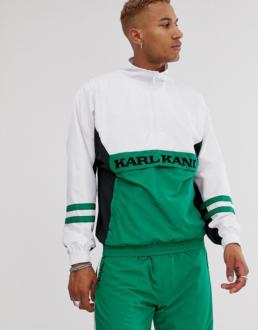 Karl Kani Retro half-zip windbreaker in green/white