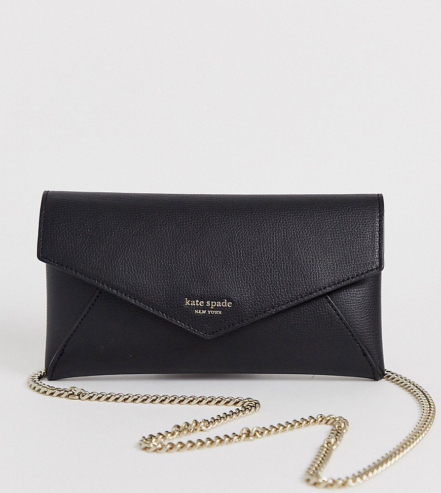 Kate Spade Sylvia leather chain clutch bag in black