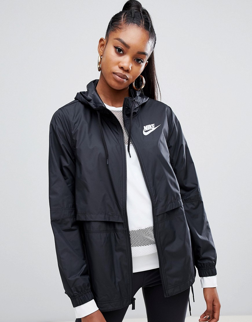 Nike Black Small Logo Hooded Jacket - Black