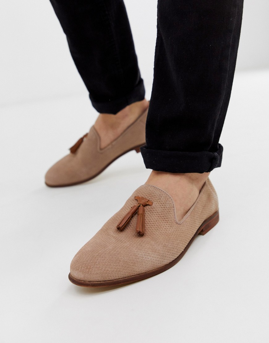 KG by Kurt Geiger loafers in pink suede with contrast tassel detail