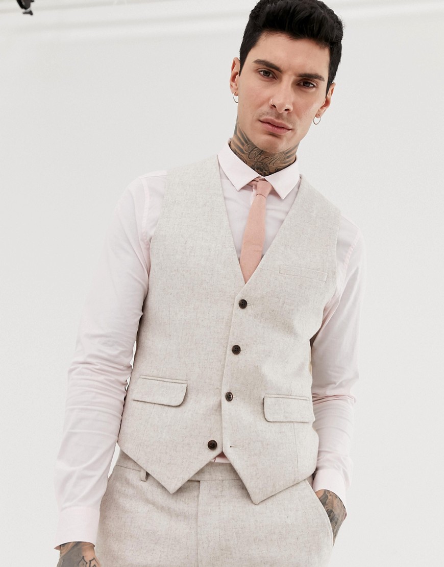 Harry Brown wedding wool blend slim fit summer tweed waistcoat