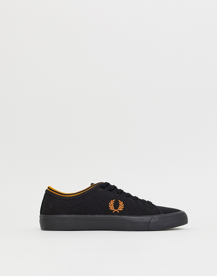 Fred Perry Kendrick tipped cuff canvas trainers in black