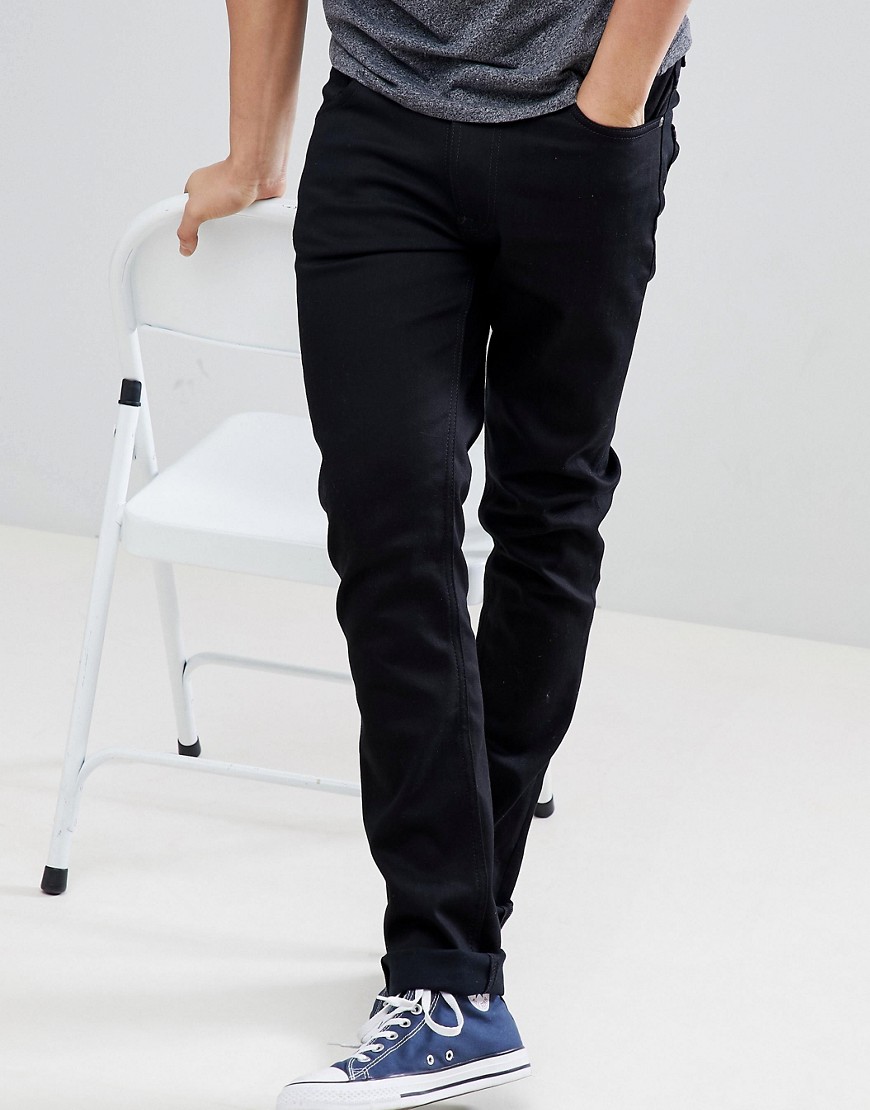 Nudie Jeans Co Lean Dean slim tapered fit jeans in ever black