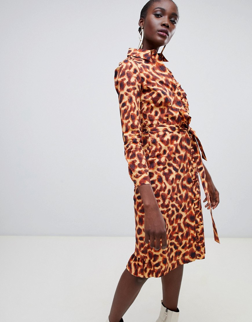 Finery Hobart cheetah print shirt dress