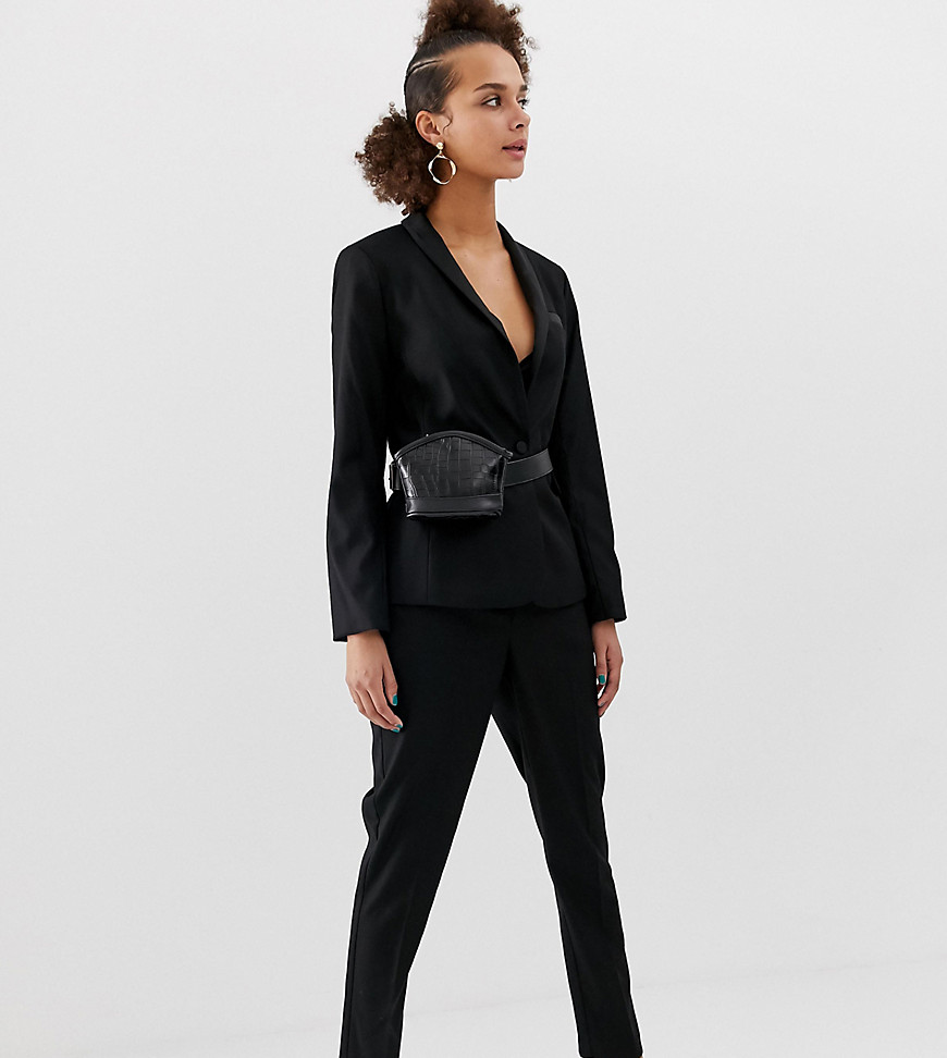 New Look satin tux trousers in black