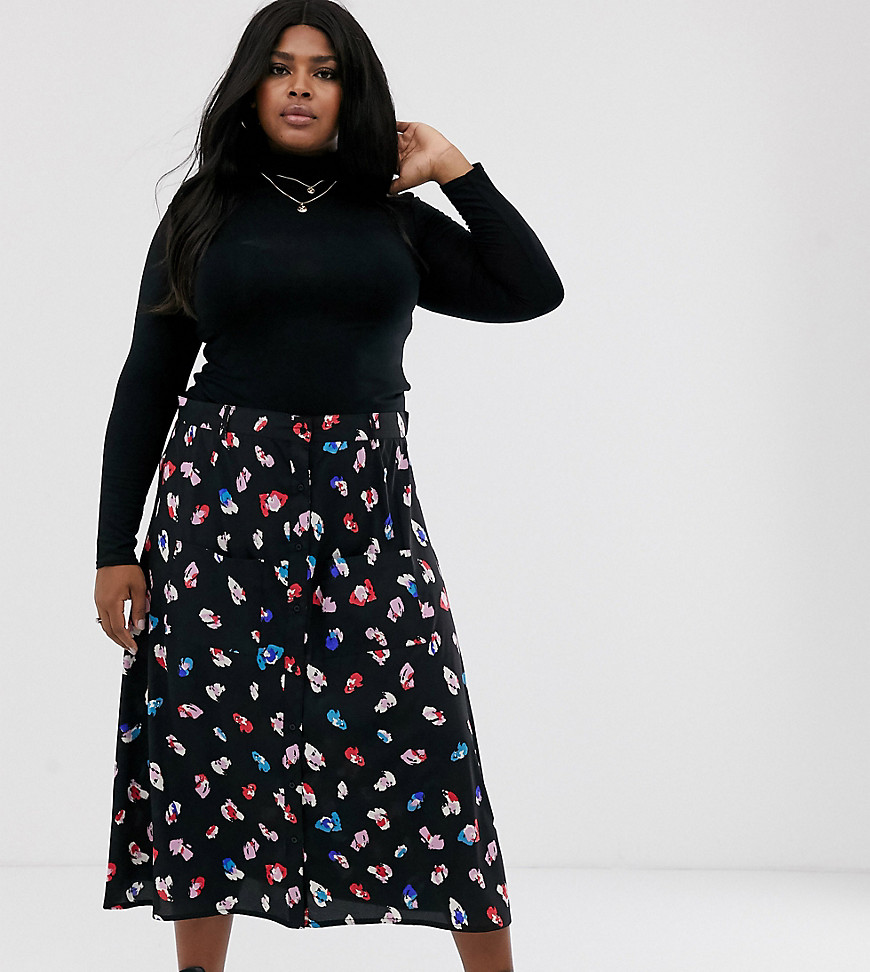 Wednesday's Girl Curve midaxi skirt in bright floral