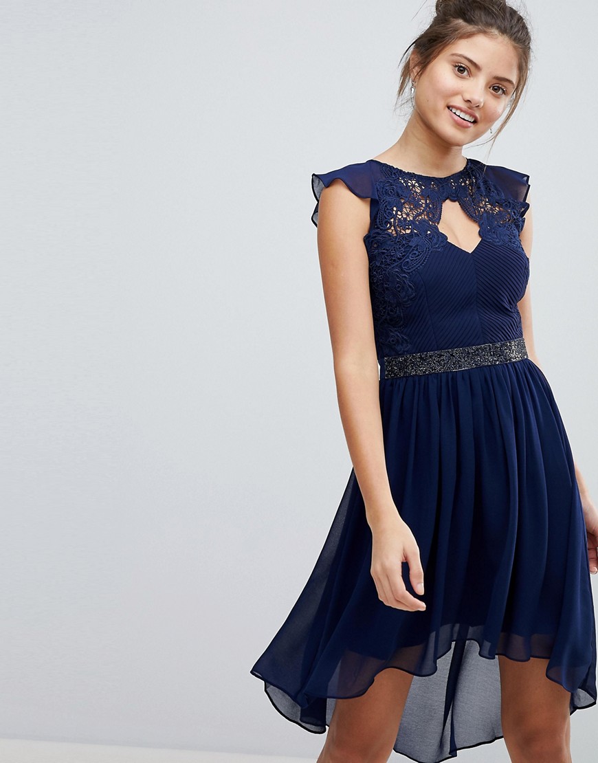 Короткое приталенное платье с отделкой на поясе Lipsy - Темно-синий 