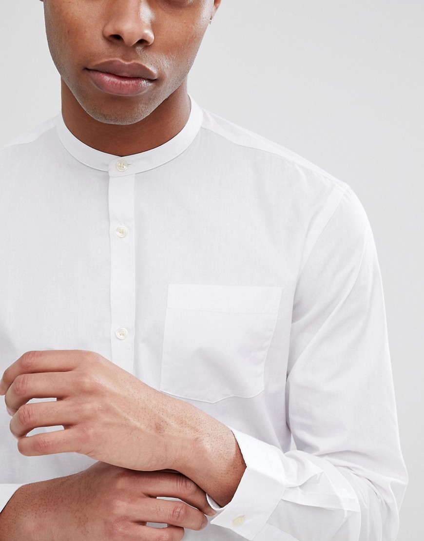 French Connection Grandad Long Sleeve Shirt - White