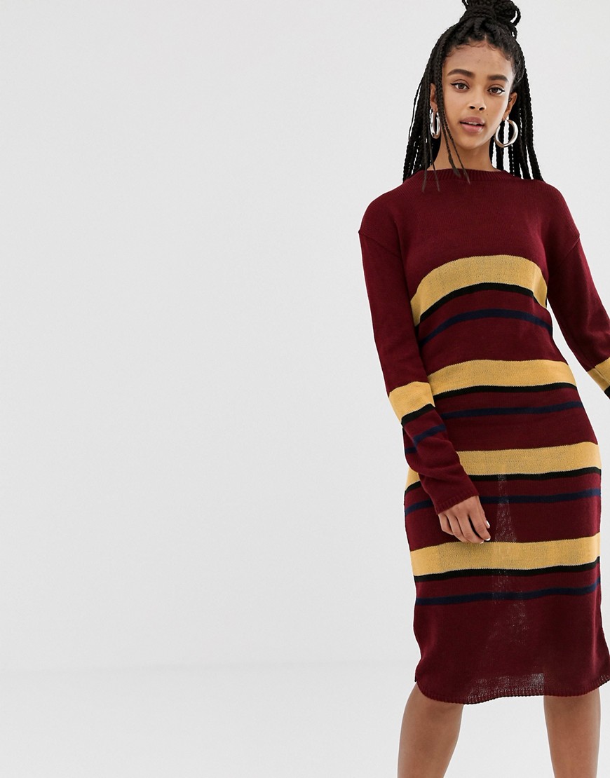 Daisy Street midi jumper dress in knitted stripe
