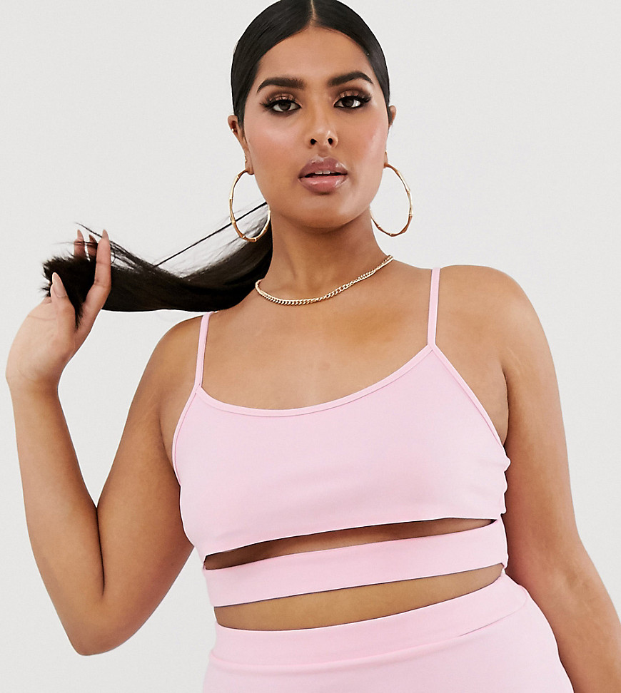 Fashionkilla Plus going out cut out crop top in rose