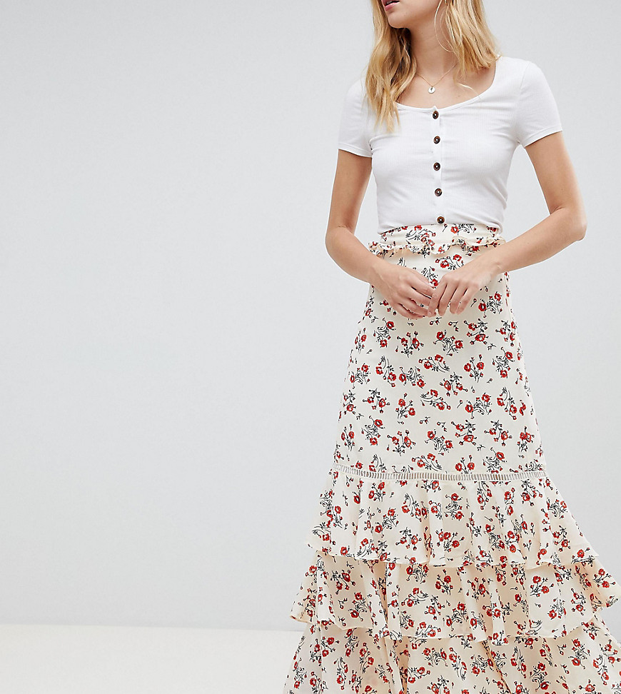 Glamorous Tall tiered floral maxi skirt